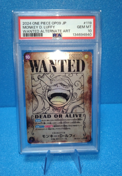 PSA 10 One Piece Card OP05-119 Monkey D. Luffy WANTED Parallel New Emperor JP - Image 1