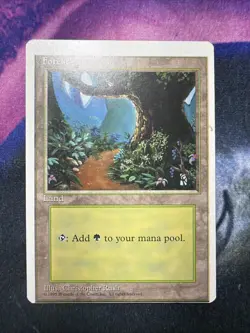 Miscut 1x Forest Basic Land 4th Edition MTG Magic Gathering Error Misprint - Image 1