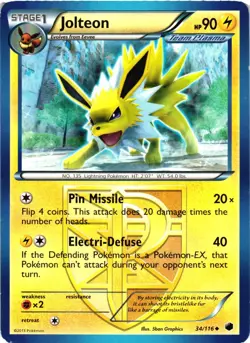 Pokemon TCG Jolteon Team Plasma 34/116 Plasma Freeze Regular HP - Image 1