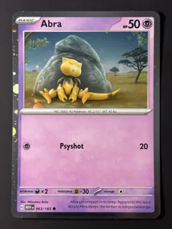 HD WHOLE SWIRL 🌀💫 Abra 063/165 SV 151 Cosmos Holo Promo Pokemon Card NM - Image 3
