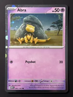 HD WHOLE SWIRL 🌀💫 Abra 063/165 SV 151 Cosmos Holo Promo Pokemon Card NM - Image 4