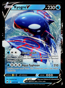 Kyogre V 037/159 Holo Rare V Crown Zenith Pokemon Near Mint - Image 1
