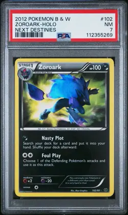 Pokemon TCG Zoroark 102/99 Holo Rare Next Destinies PSA 7 - Image 1