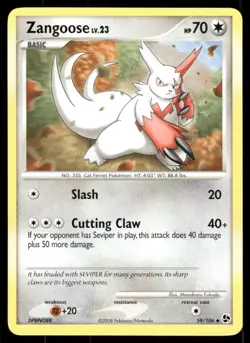 Pokemon Cards Zangoose 59/106 Great Encounters Uncommon LP - Image 1