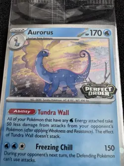 Aurorus Promo Card Cosmo Holo Pokemon Perfect Order Stamped 024/088 Barnes Noble - Image 2