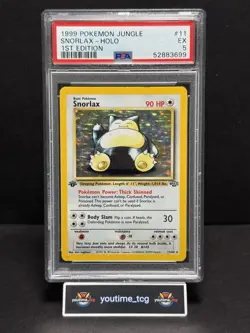 1999 Pokemon Jungle 1st Edition Holo Snorlax #11 PSA 5 - Image 1