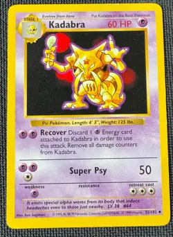 KADABRA 32/102 UNCOMMON BASE SET POKEMON SHADOWLESS MP - Image 1