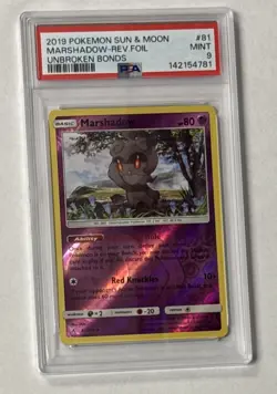 2019 Pokemon Sun & Moon Unbroken Bonds Marshadow - Reverse Holo #81 PSA 9 MINT - Image 1