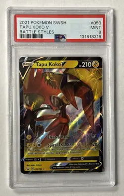 2021 POKEMON SWORD & SHIELD BATTLE STYLES #050 TAPU KOKO V PSA 9 - Image 1