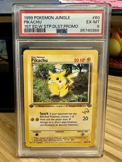 Pokemon TCG Jungle Pikachu 1st Edition W Stamped Duelist Promo #60 PSA 6 EX-MT! - Image 1