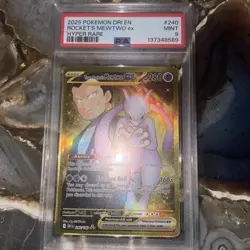 PSA 9 2025 Rockets Mewtwo ex #240 Destined Rivals Gold Hyper Rare - Image 1