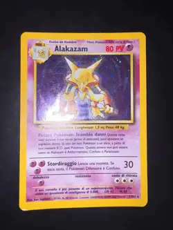 Pokemon Alakazam 1/102 Set Base Rara Holo Unlimited Wizards ITA Carte Vintage - Image 2