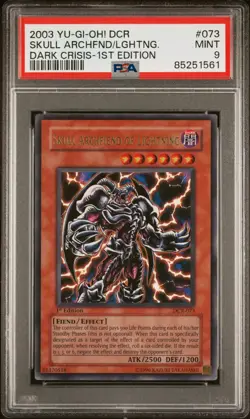 2003 YU-GI-OH! DCR-DARK CRISIS 1ST ED #073 SKULL ARCHFIEND OF LIGHTNING PSA 9 - Image 1