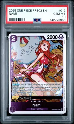 One Piece PRB02-012 Nami - PSA 10 PRB02 012 ENGLISH - Image 1