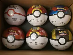 6 x Pokemon TCG Pokeball Tins - 18 Booster Packs Factory Sealed - Image 1