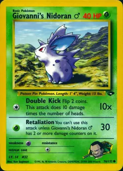 GIOVANNI'S NIDORAN M 76/132 COMMON GYM CHALLENGE POKEMON UNLIMITED LP - Image 1