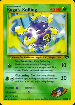 KOGA'S KOFFING 48/132 UNCOMMON GYM CHALLENGE POKEMON UNLIMITED LP - Image 1