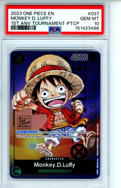 2023 One Piece Promos Monkey D. Luffy #037 1st Anv Tournament PSA 10 GEM MINT - Image 1