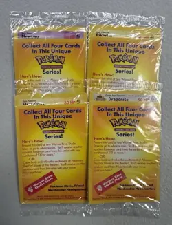 Set of 4 SEALED Black Star Promo WB Movie Pokemon Cards PIKACHU DRAGONITE MEWTWO - Image 1