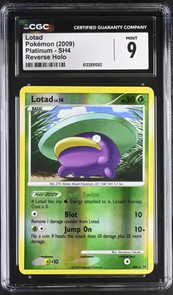 CGC 9 MINT Lotad 2009 Platinum SH4 Reverse Holo Pokemon Card - Image 1
