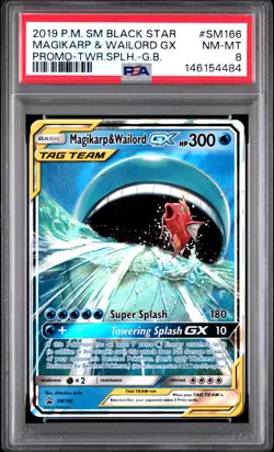 Pokemon Card Magikarp & Wailord GX SM166 Sm Tag Team Holo Black Star Promo PSA 8 - Image 3