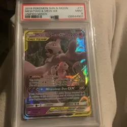 Pokemon Mewtwo & Mew GX Ultra Rare Holo 71/236 PSA 9 Unified Minds 2019 - Image 1