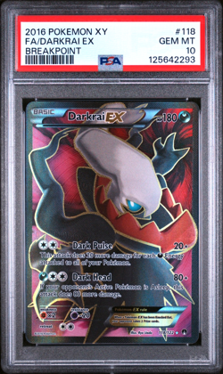 New Grade* PSA 10 Darkrai EX Full Art 118/122 XY Breakpoint 2016 Pokemon LOW POP - Image 1