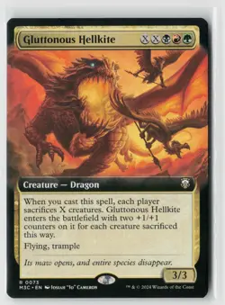 MTG Commander Modern Horizons 3 Gluttonous Hellkite (Extended Art) x1 NM Rare - Image 1
