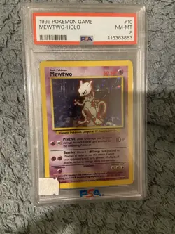 PSA 8 Mewtwo Pokemon Base Set 10/102 Holo Rare 1999 Graded Card - Image 1