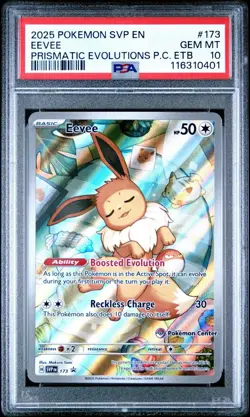 Prismatic Evolutions SVP 173 Eevee Pokemon Center Stamp Promo Card PSA 10 - Image 1