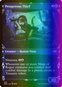 MTG Magic the Gathering Prosperous Thief (336/606) Kamigawa Neon Dynasty LP FOIL - Image 1
