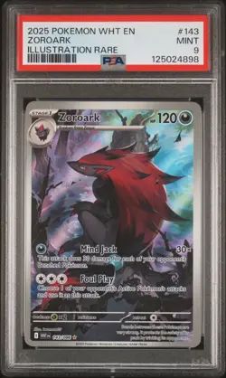 2025 POKEMON WHT EN-WHITE FLARE ILLUSTRATION RARE #143 ZOROARK PSA 9 - Image 1
