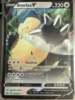 Pokemon Snorlax V 141/202 Swsh01: Sword & Shield Full Art Holo Ultra Rare - Image 1