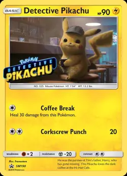 Pokemon Detective Pikachu (SM190/256) SM Black Star Promos LP HOLO - Image 1