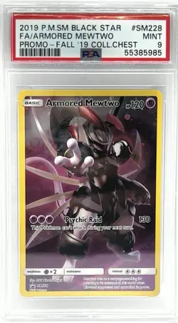 PSA 9 Armored Mewtwo 2019 Pokemon Black Star Promo SM228 Collectors Chest - Image 1