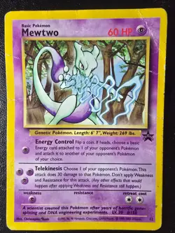 Mewtwo Black Star Promo 12 Pokemon Card WOTC Non Holo WOTC - HP/DMG (Creased) - Image 1