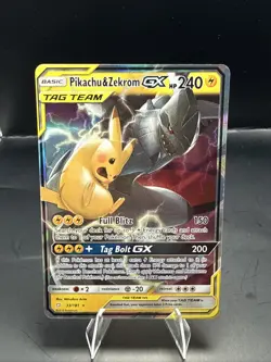 Pokemon Pikachu & Zekrom GX TAG TEAM Ultra Rare Holo 33/181 Sm-Team Up Card - Image 1