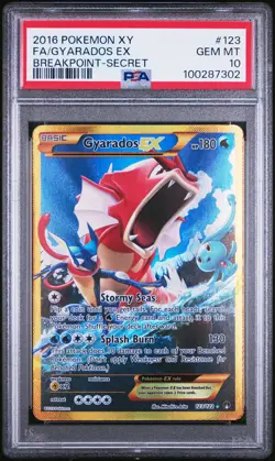2016 POKEMON XY BREAKPOINT SECRET #123 FULL ART/GYARADOS EX PSA 10 - Image 1