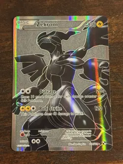 Zekrom 114/114 Black and White Pokemon Card TCG Gray Background LP - Image 1