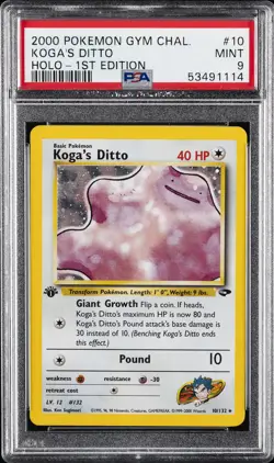 2000 POKEMON GYM CHALLENGE HOLO-1ST ED #10 KOGA'S DITTO PSA 9 - Image 1