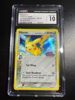 CGC 10 Pikachu 2006 EX Holon Phantoms 79/110 Reverse Holo Stamped Pokemon Card - Image 3