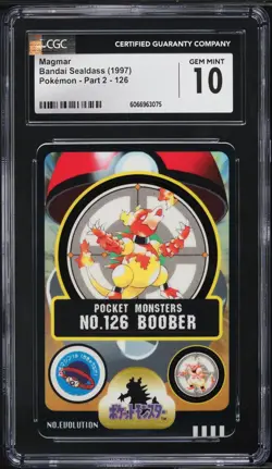1997 Pokemon Japanese Bandai Sealdass Sticker Magmar #126 CGC 10 GEM MINT - Image 1