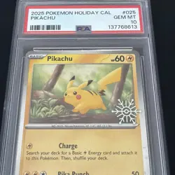 2025 POKEMON HOLIDAY CALENDAR #025 PIKACHU PSA 10 - Image 3