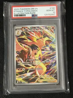 2025 POKEMON DRI EN-DESTINED RIVALS ILLUSTRATION RARE ETHAN'S TYPHLOSION PSA 10 - Image 1