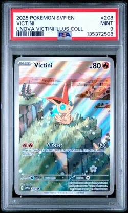 VICTINI 2025 Pokemon Scarlet Violet Black Star Promo Unova Illus Coll PSA 9 #208 - Image 1
