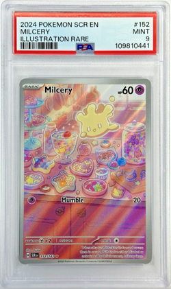 PSA 9 SCR EN Milcery #152 IR - 2024 Pokemon Sv07: Stellar Crown 152/142 - Image 1