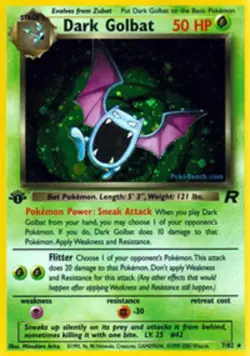 Team Rocket Dark Golbat - 7/82 - Holo Rare - 1st Edition x1 Light Play Pokemon - Image 1