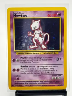 Pokemon TCG Mewtwo 10/102 Unlimited Base Set Vintage Holo Rare - Very Clean - Image 1