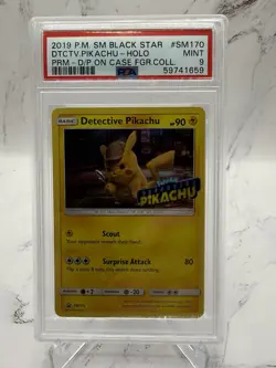 2019 Pokemon Black Star Promo SM170 Detective Pikachu Holo PSA 9 - Image 1