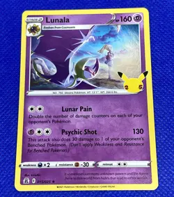 2021 POKEMON TCG CARD | LUNALA | RARE HOLO | 25th CELEBRATIONS # 15 / 25 | MINT - Image 1